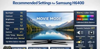 Impostazioni consigliate per il televisore Samsung H6400