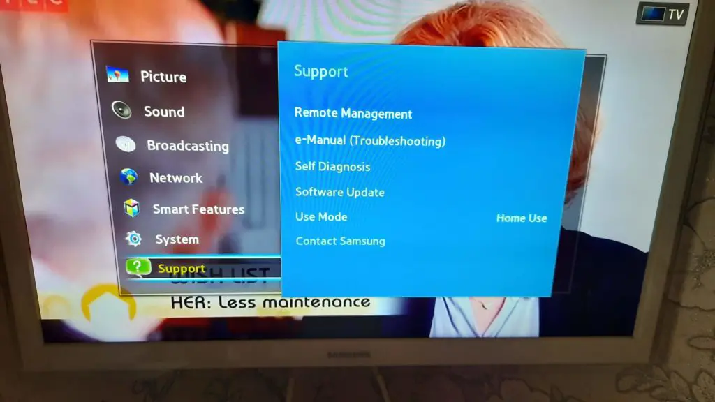 Supporto menu TV Samsung