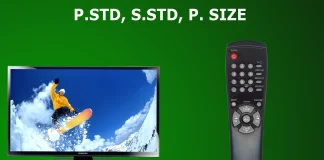 Cosa significano i pulsanti P.STD, S.STD, P.SIZE sul telecomando del televisore