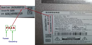 Il codice paese nel numero di modello della tua TV Samsung